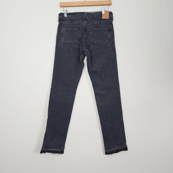 NEW Free People High Waisted Released Frayed Hem Slim Boyfriend Jean Faded Black - Picture 6 of 8